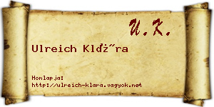 Ulreich Klára névjegykártya